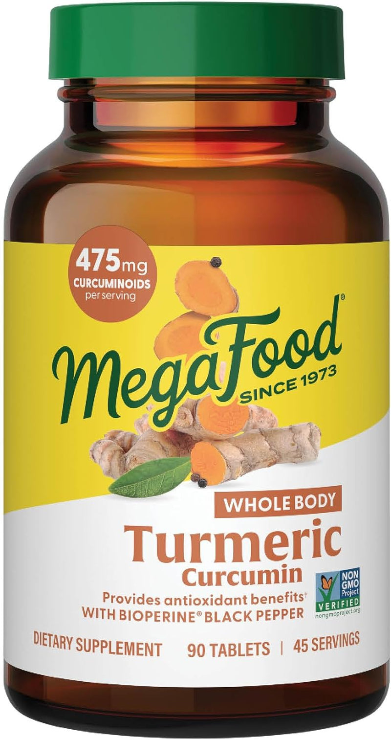 Megafood Whole Body Turmeric Curcumin Supplement - Turmeric Supplement with Black Pepper & Vitamin C - 475 Mg Curcuminoids per Serving - Antioxidant & Immune Support - Vegan - 90 Tablets, 45 Servings