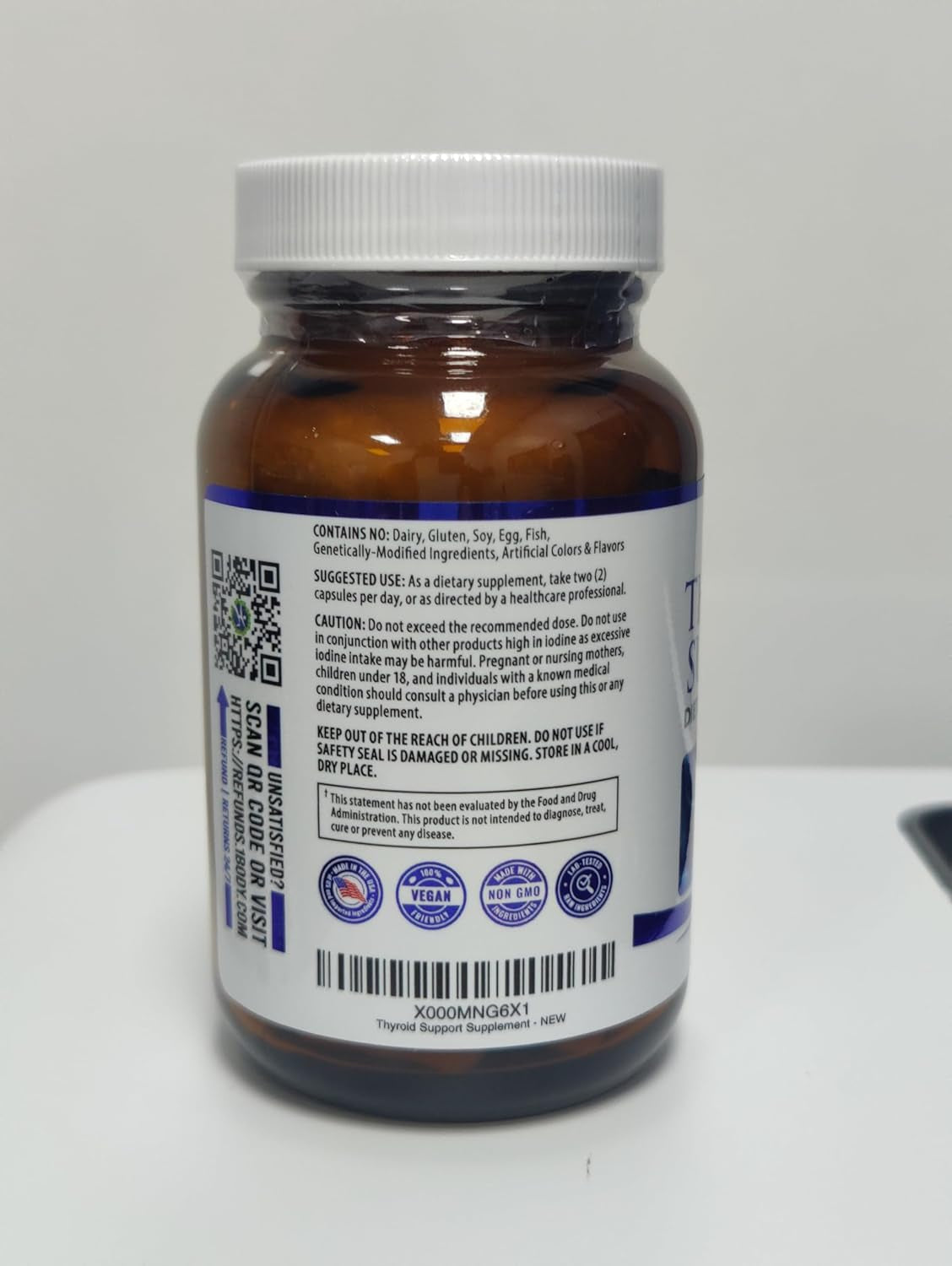 1 Body Thyroid Support Supplement for Women and Men | Supports Energy & Mental Clarity with Ashwagandha, Iodine, Zinc & B12 | Selenium Supplement | 30 Day Supply