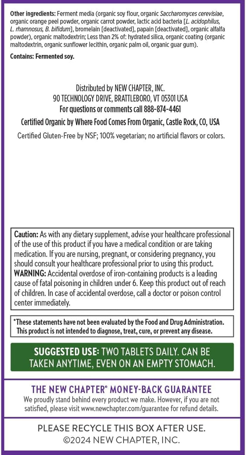 New Chapter Women'S Multivitamin Advanced Formula for Stress, Bone, Immune, Beauty & Energy Support, Higher Levels of Whole-Food Fermented Essential Nutrients for Women + Iron + Vitamin D3, 72 Count