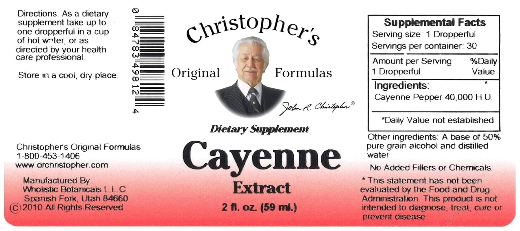 Christopher'S Original Formulas Cayenne Extract - 2 Fl Oz Liquid | Premium Herbal Supplement for Wellness