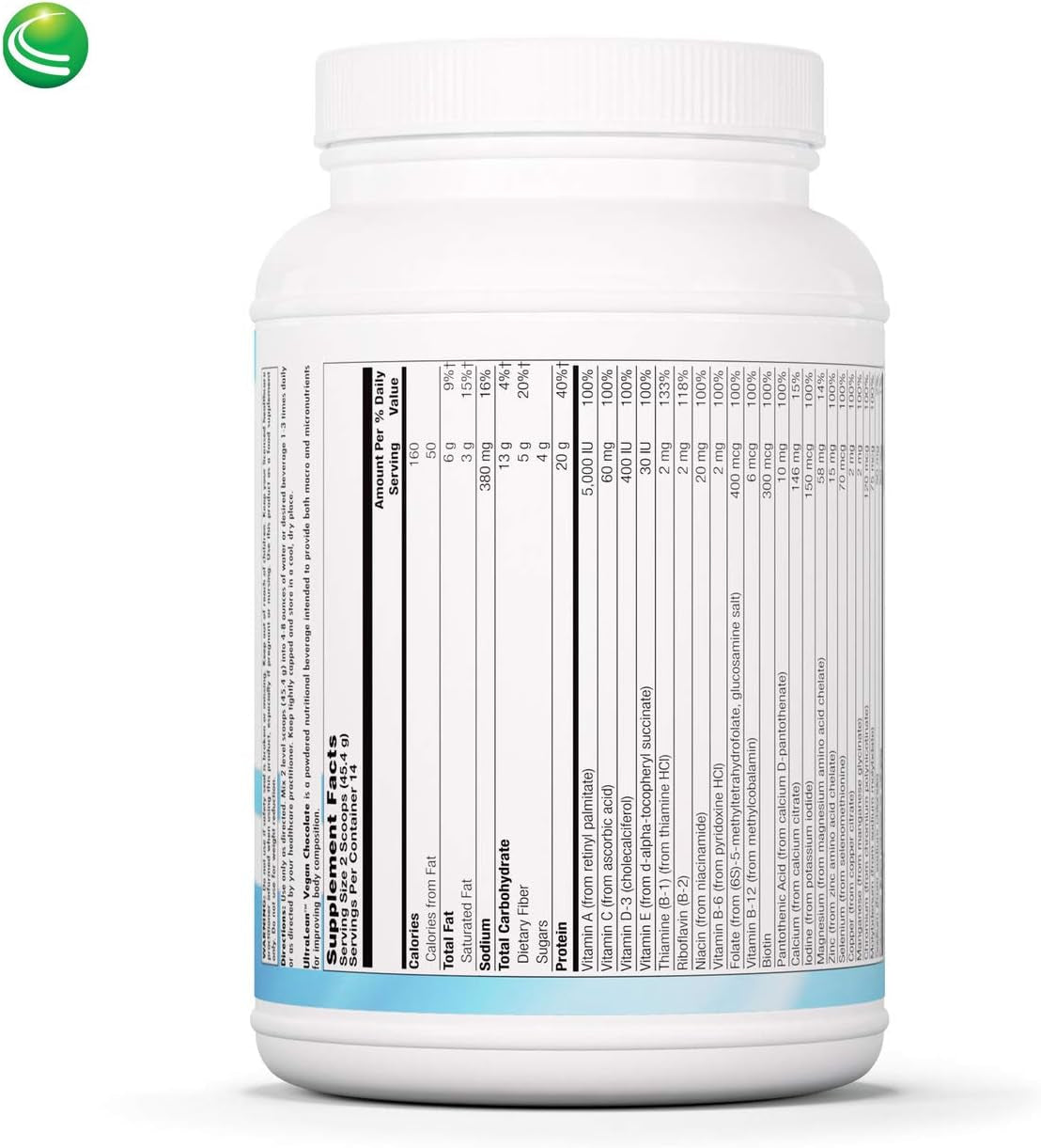 Nutra Biogenesis Ultralean Vegan Chocolate Protein Powder - Plant Based Protein Powder for Men & Women, Lactose Free Pea Protein for Muscle Support with Micronutrients & Vitamins - 1 Lb 5.4 Oz (635 G)