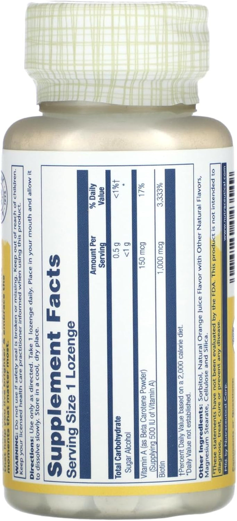 SOLARAY Biotin Sublingual 1000 MG, 100 CT