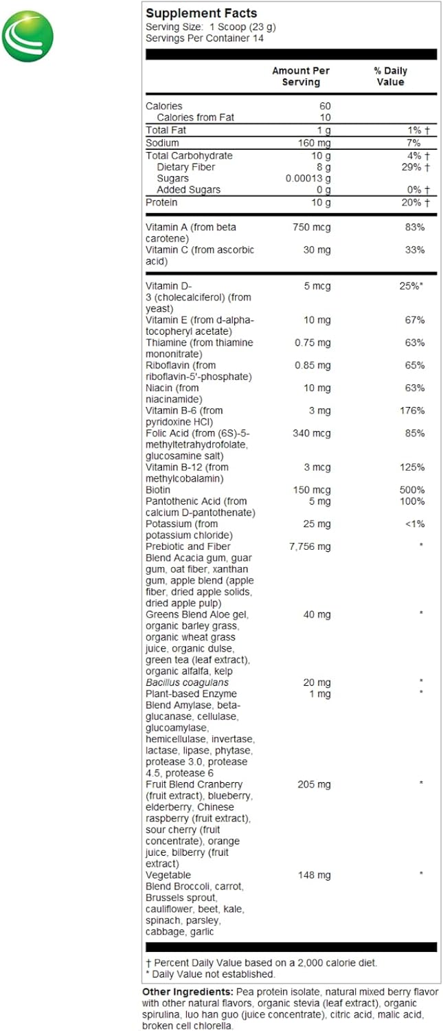 Nutra Biogenesis Premiere Greens Multi - Superfood Protein, Fiber, Antioxidant, and Essential Nutrient Powder Supplement - 322 G
