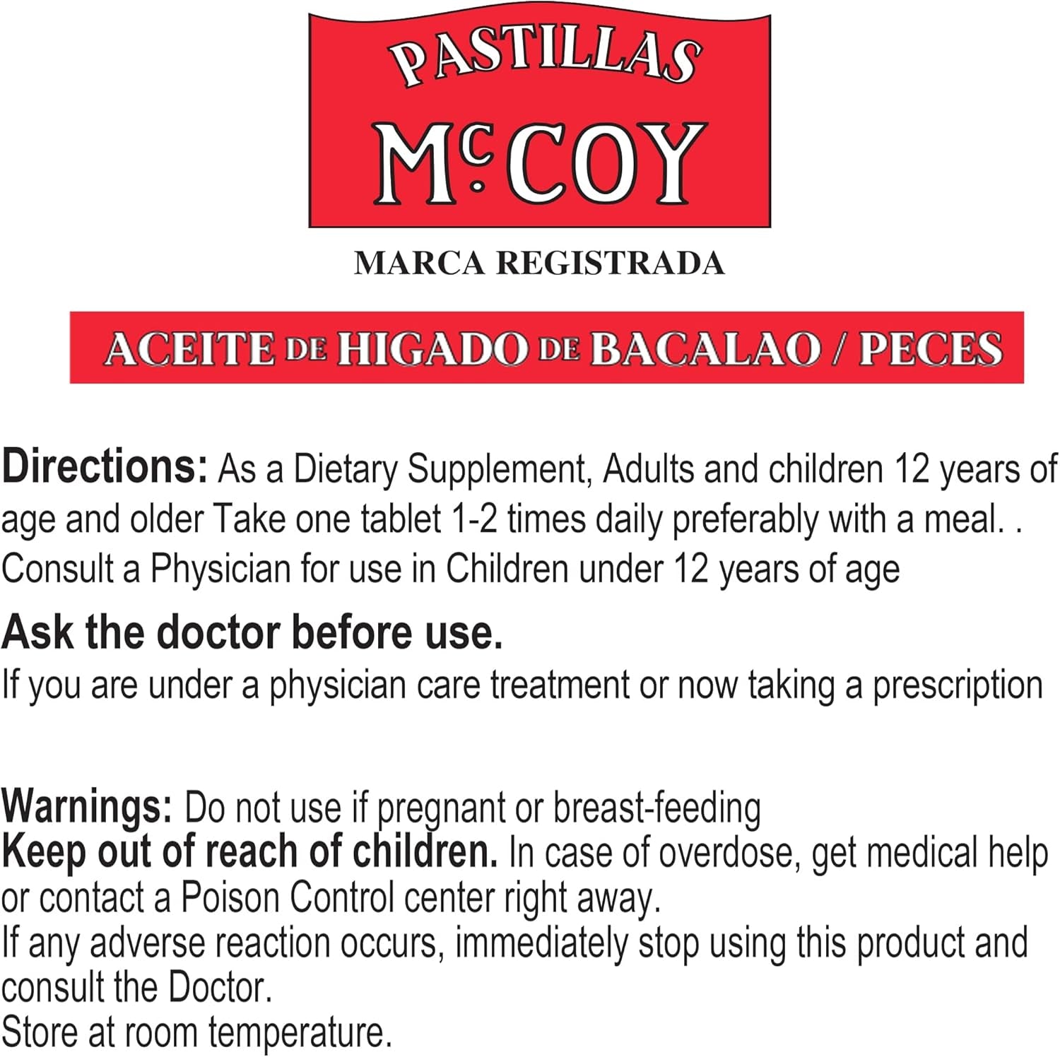Mccoy Cod/Fish Liver Oil Extract Tablets 40