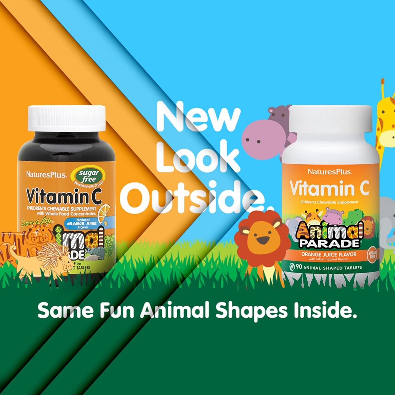 Naturesplus Animal Parade Sugar-Free Children'S Vitamin C, Natural Orange Juice Flavor - 90 Chewable Animal Shaped Tablets - Immune Support - Gluten Free - 45 Servings