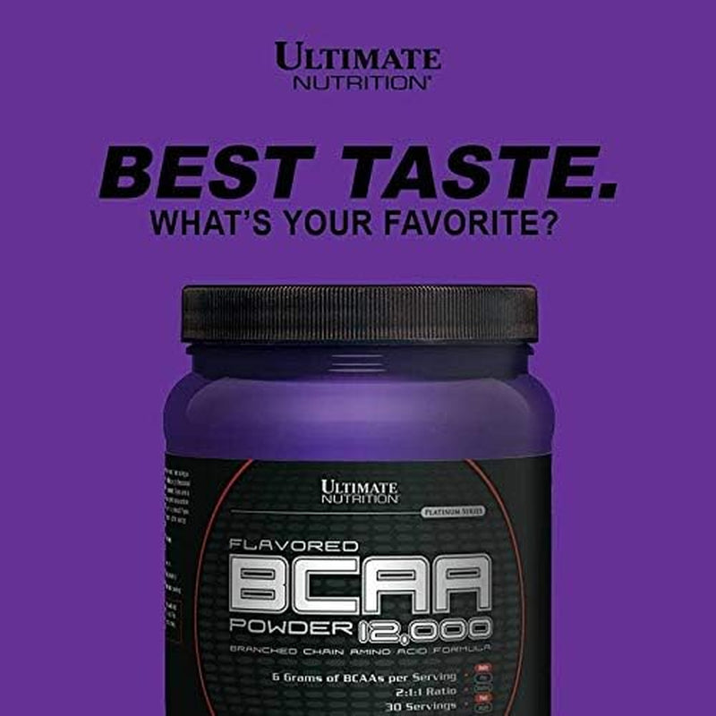 Ultimate Nutrition Flavored BCAA Powder - Caffeine Free with 3G Leucine 1.5G Valine 1.5G Isoleucine - Post Workout Amino Acid Supplement, Grape, 60 Servings