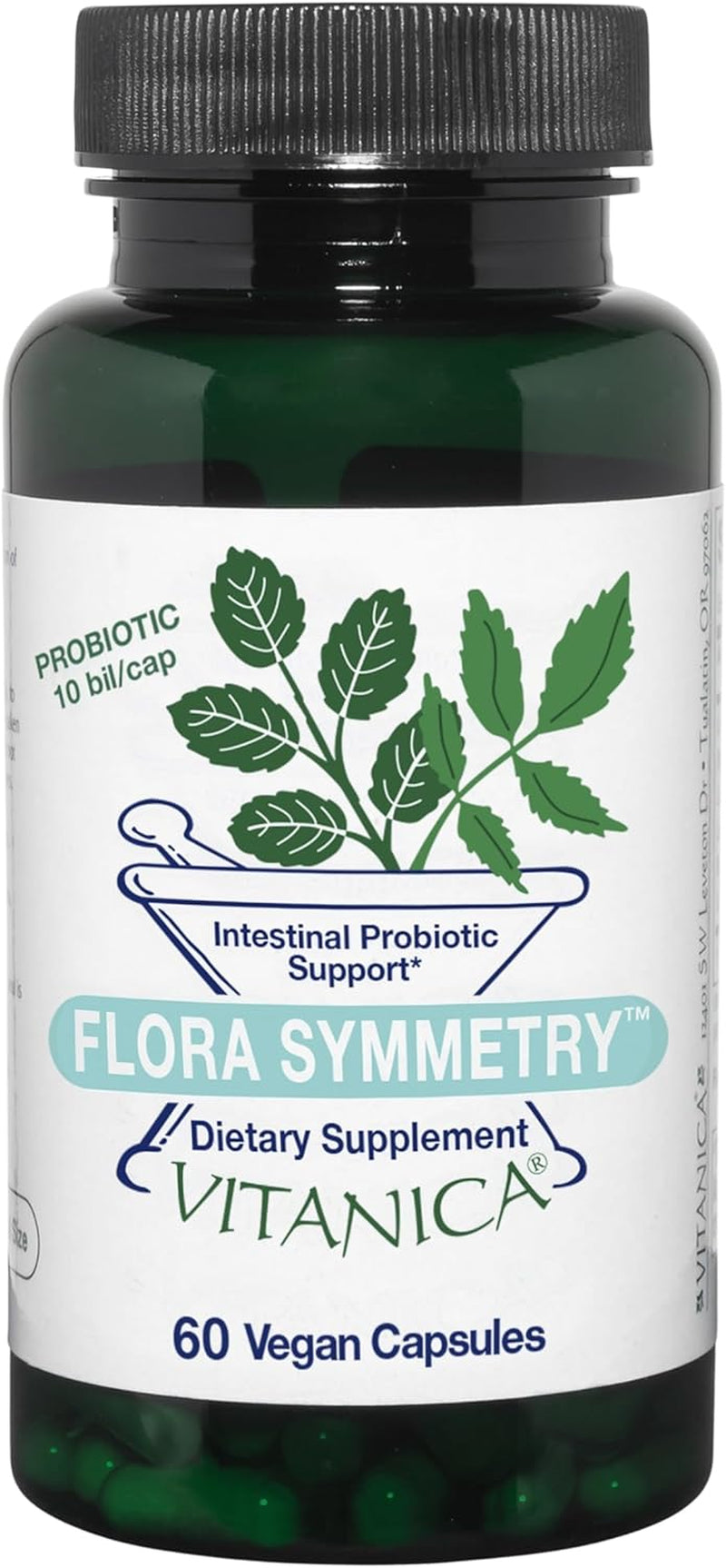 Vitanica Flora Symmetry, Shelf Stable Probiotic Supplement, Dr Formulated Probiotics for Women, Probiotics for Men and Adults, Acidophilus Probiotic, Non-Gmo, Vegan, 60 Capsules