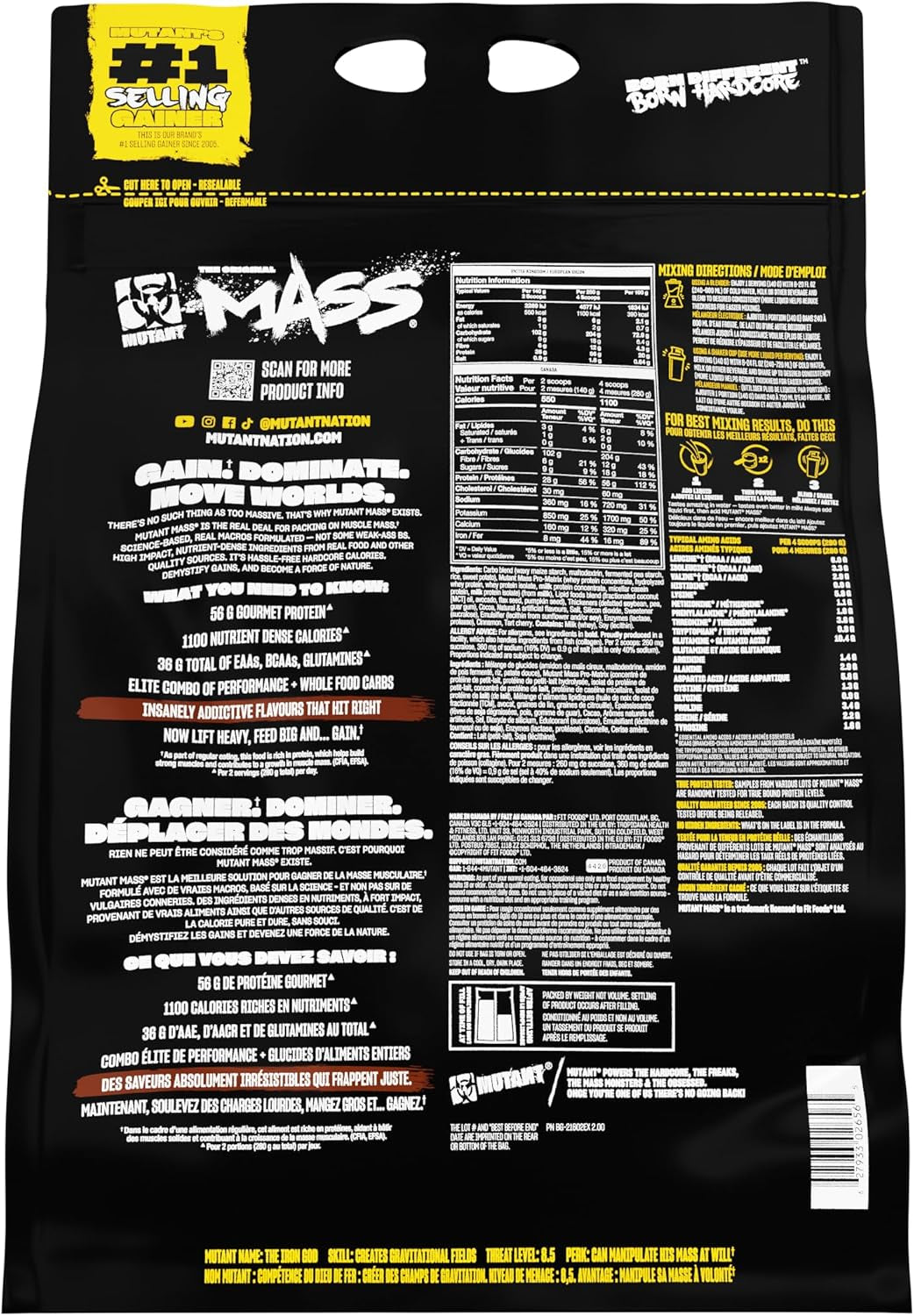 Mutant Mass Weight Gainer Protein Powder - Mass Builder for Bulking and Lean Mass Gainer, the Weight Gainer Men Need to Bulk up – 15 Pound – Triple Chocolate