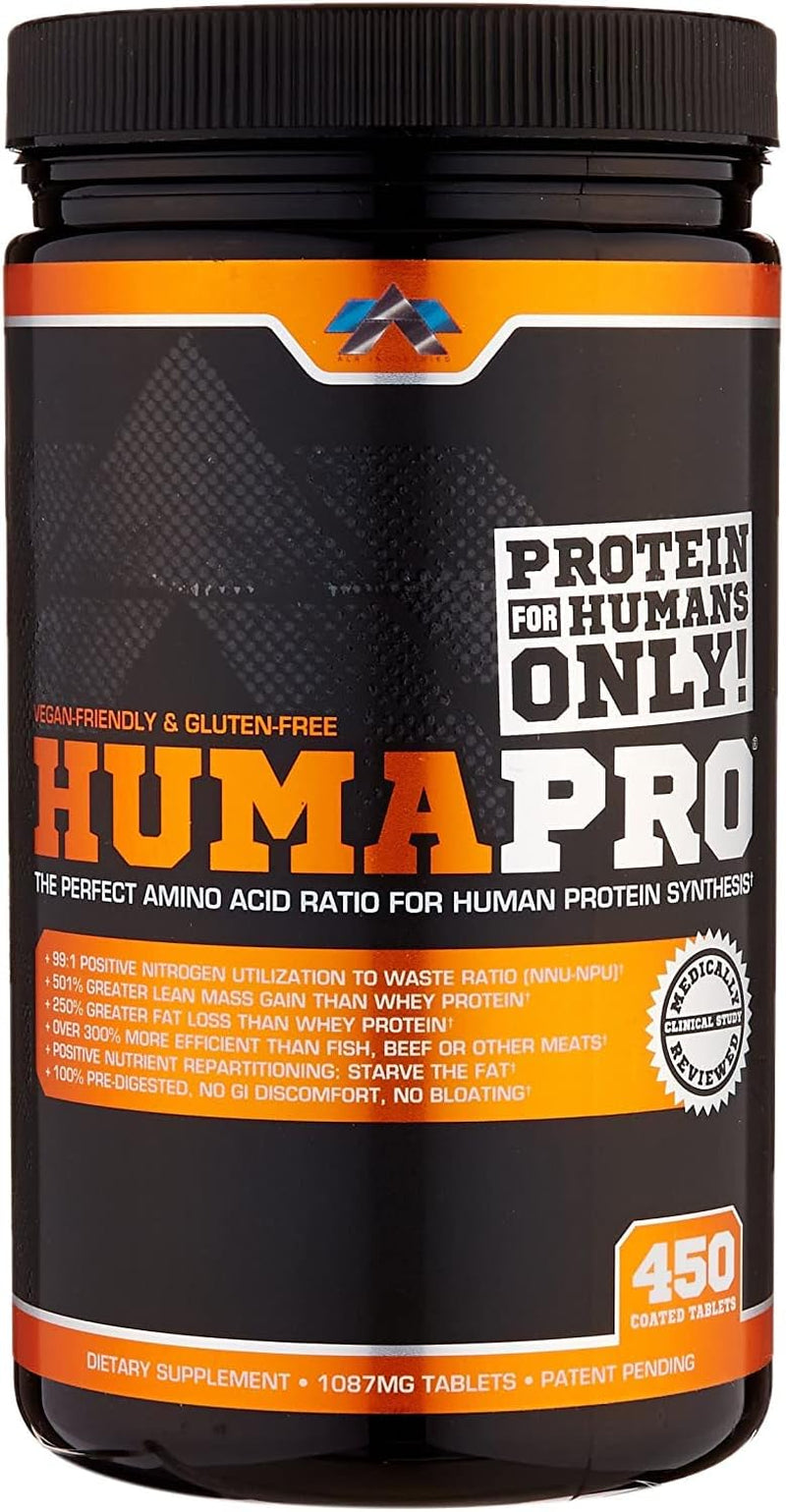 Humapro Tablets | Amino Acids Protein Matrix for Humans | 99% Utilization for Lean Muscle | Vegan, Gluten Free | 450 Tablets / 90 Servings