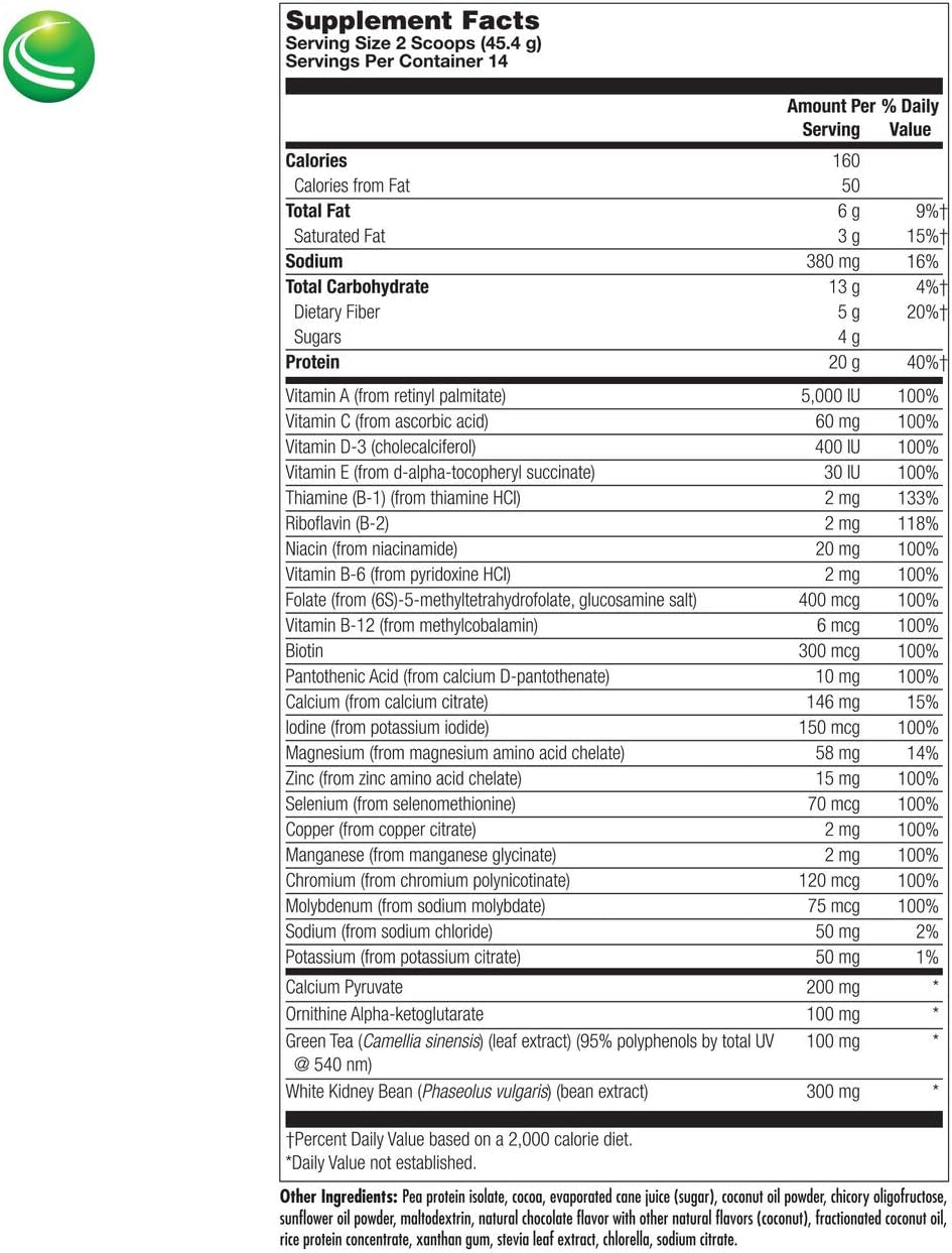 Nutra Biogenesis Ultralean Vegan Chocolate Protein Powder - Plant Based Protein Powder for Men & Women, Lactose Free Pea Protein for Muscle Support with Micronutrients & Vitamins - 1 Lb 5.4 Oz (635 G)