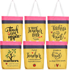 6 Pcs Employee Appreciation Gifts Teacher Appreciation Canvas Tote Bag Bulk Travel Cosmetic Bags Portable Makeup Zipper Pouch and Canvas Tote Bag Reusable Gift for Nurses Employee