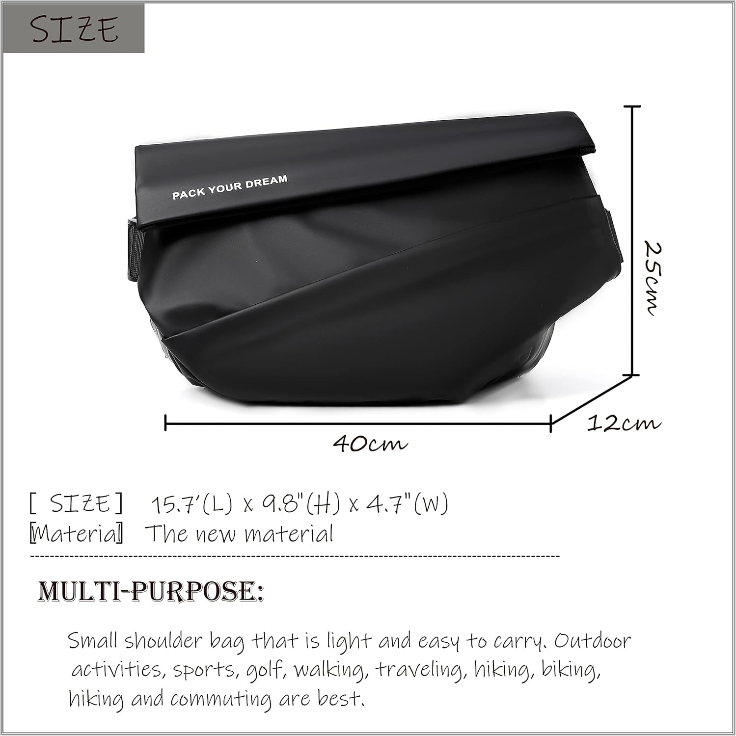 FSD.WG Cross-Body Bag Shoulder Bag Sling Backpack and Crossbody Bags for Men Fit 12" Ipad Casual Daypack