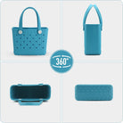 EVA Waterproof Small Rubber Beach Bag Sandproof Compact Tote for Women Men, Lightweight Rubber Travel Handbag for Pool, Gym