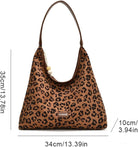 YFGBCX Suede Tote Bags for Women Suede Bag Fall Purse Retro Suede Leopard Purse Slouchy Hobo Bag College Tote Handbags
