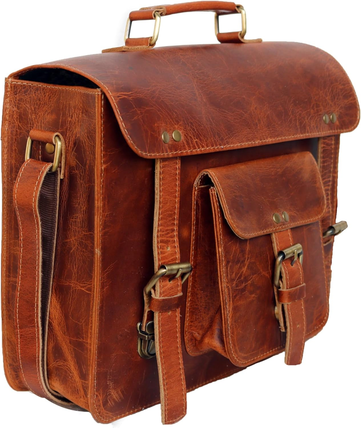 Leather Messenger Bag Shoulder Bag Cross Body Vintage Messenger Bag Satchel Man Purse Competible with Ipad and Tablet
