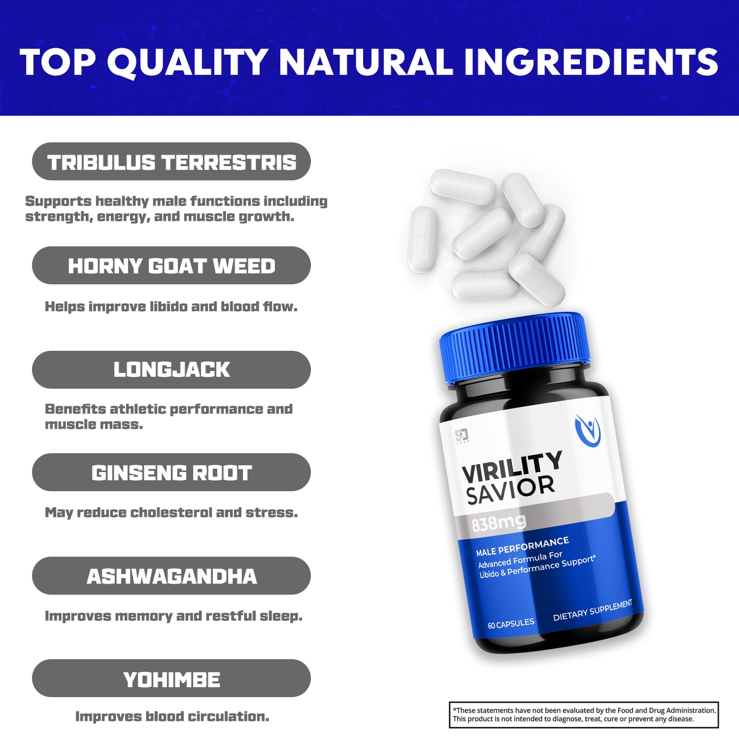 Virility Savior Advanced Formula Support Male Performance & Vitality (5 Pack)