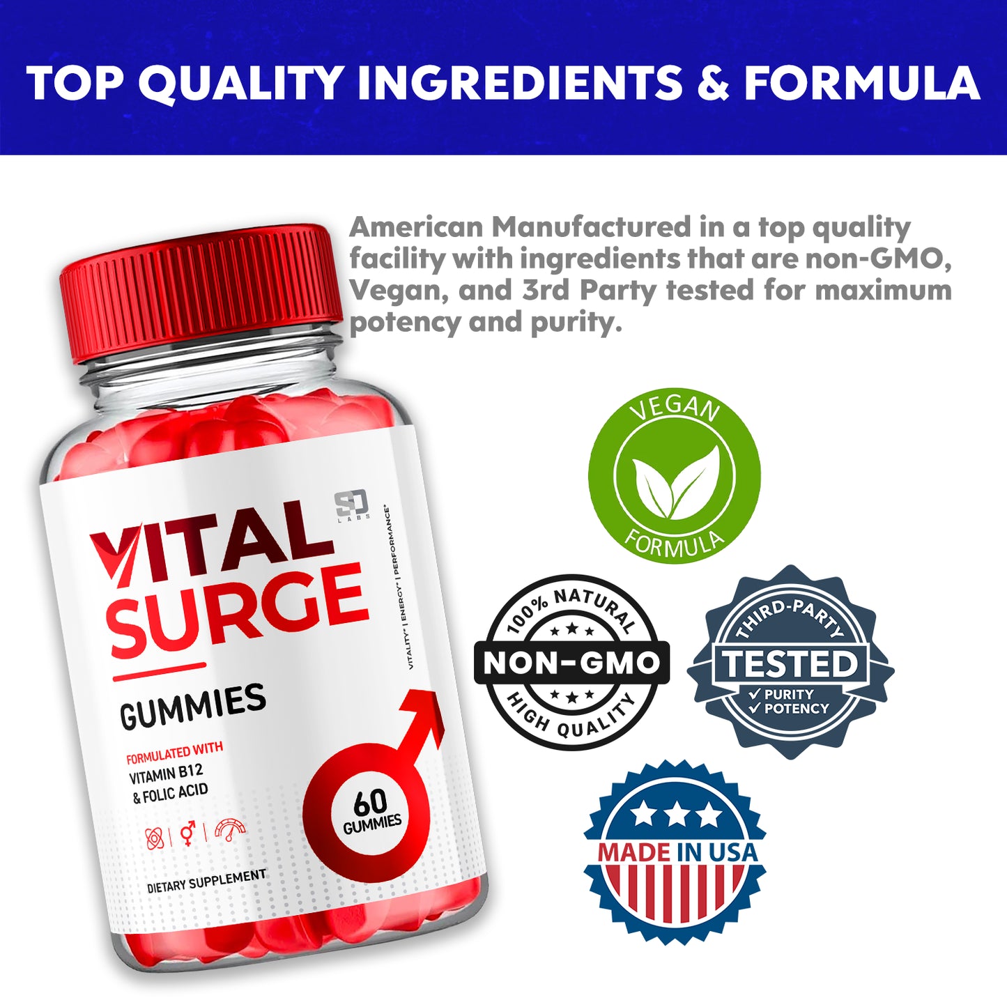 Vital Surge Gummies Supports Performance and Boosts Energy (5 Pack)