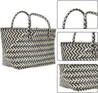 1Pc Urban Handwoven Striped Bag for Women Large Capacity Casual Tote Fashionable Plastic Shopping Bag Lightweight Woven Design for Daily Use