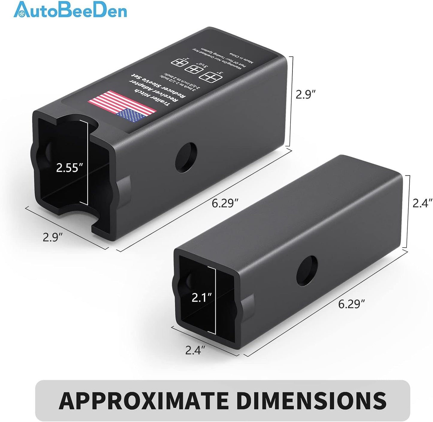 Trailer Hitch Receiver Extender Adapter Reducer Sleeve Set, 76.2 Mm to 63.5 Mm O