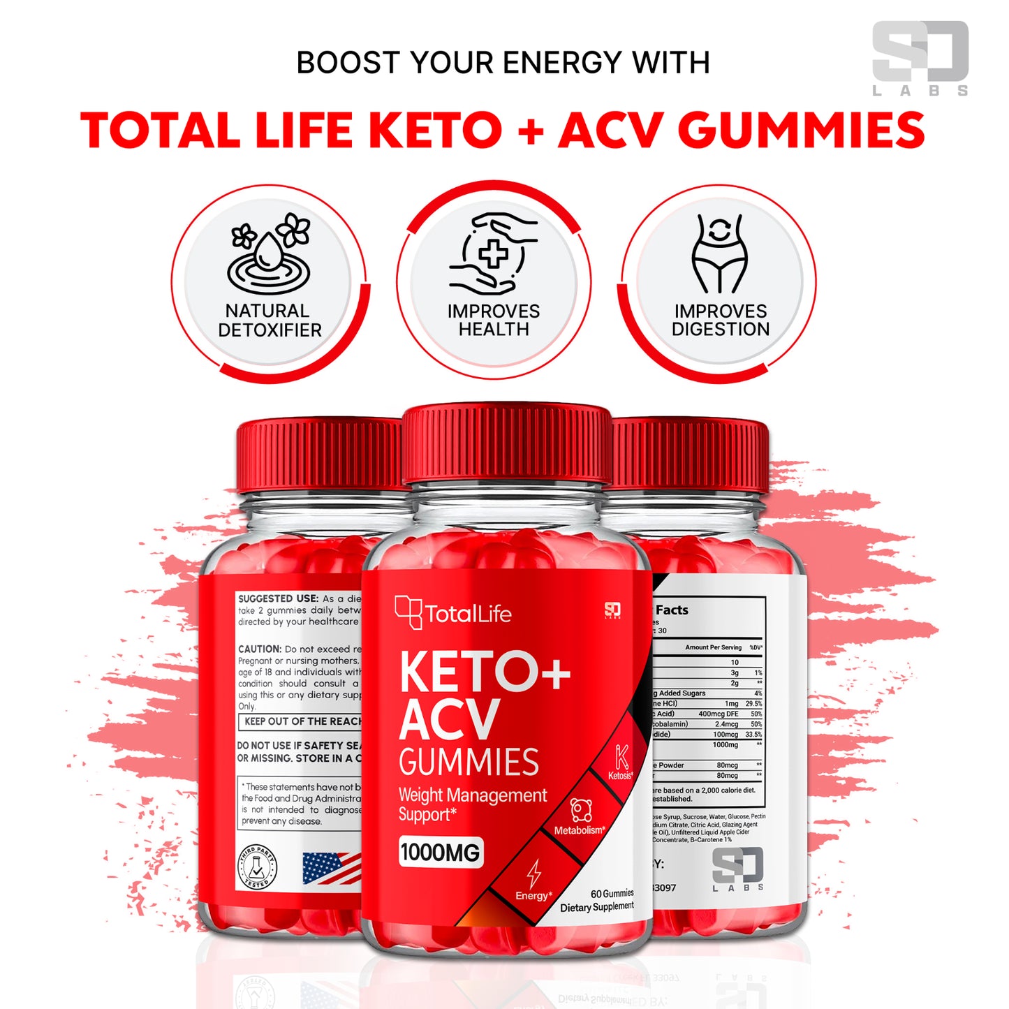 Total Life Keto ACV Gummies - All Natural Maximum Strength Keto Support (5 Pack)