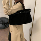 Suede Tote Bag for Women,Women'S Large Capacity Suede Top-Handle Work Hobo Handbag,Vintage Faux Suede Shoulder Satchel