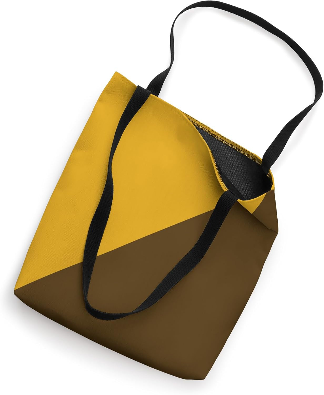 Yellow Brown Color Block Bicolored Favorite Angle Stripe Tote Bag
