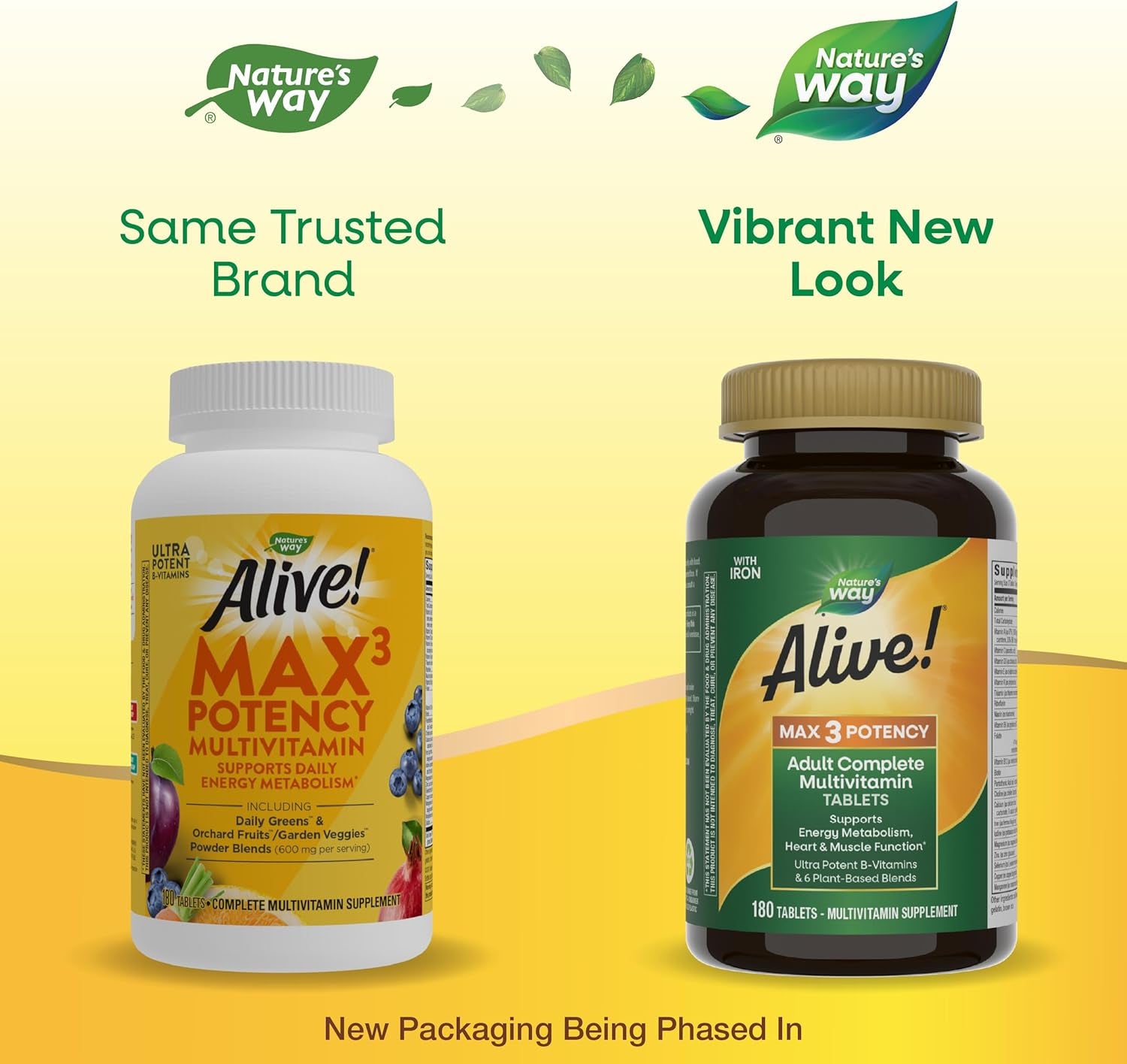 Nature'S Way Alive! Max3 Potency Daily Multivitamin, Methylated B12 and Folate, Ultra Potency B-Vitamins to Support Energy Metabolism*, 180 Tablets
