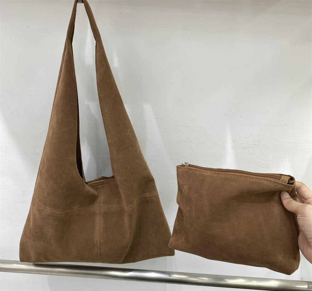 2 Pcs Slouchy Hobo Bags Women Underarm Shoulder Bag Crescent Satchels Crossbody Purse Top-Handle Travel Tote Handbag