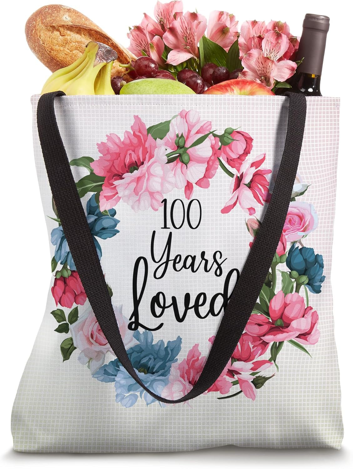 100 Year Loved Floral Gift for Women, Grandma 100Th Birthday Tote Bag
