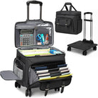 Rolling Teacher Tote Bag for Women Men,Large Tote Bag with Detachable Wheels Trolley,15.6 Inch Laptop Wheeled Teacher Bag for Work Office