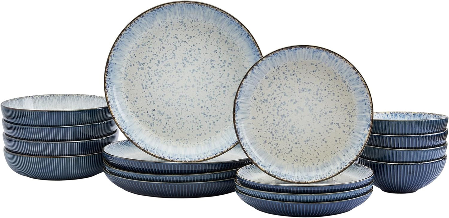 Tabletops Gallery Speckled Farmhouse Collection- Stoneware Dishes Service for 4