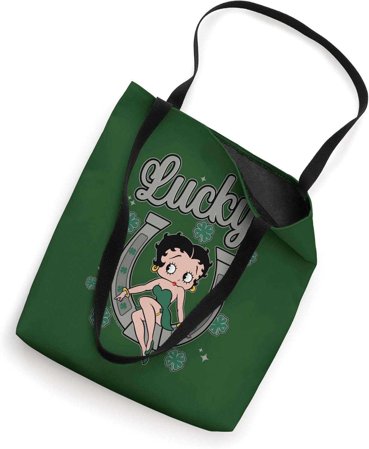 Betty Boop St Patrick'S Day Lucky Horseshoe with Cloves Tote Bag