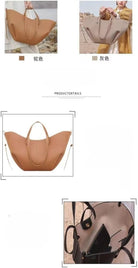 Wing Cyme Cowhide Bucket Tote Bag - Large Capacity Commuting