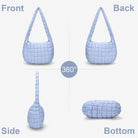 YFGBCX Quilted Tote Bag for Women - Lightweight Puffer Shoulder Bag, Padded Hobo Crossbody with Zip Closure - A07-Light Blue