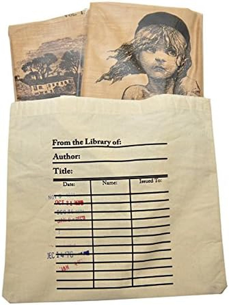 Universal Zone Library Card Tote Bag with Vintage Due Date Stamps, Book Lover Canvas Bag, Literary Handbag, Reusable Book Tote
