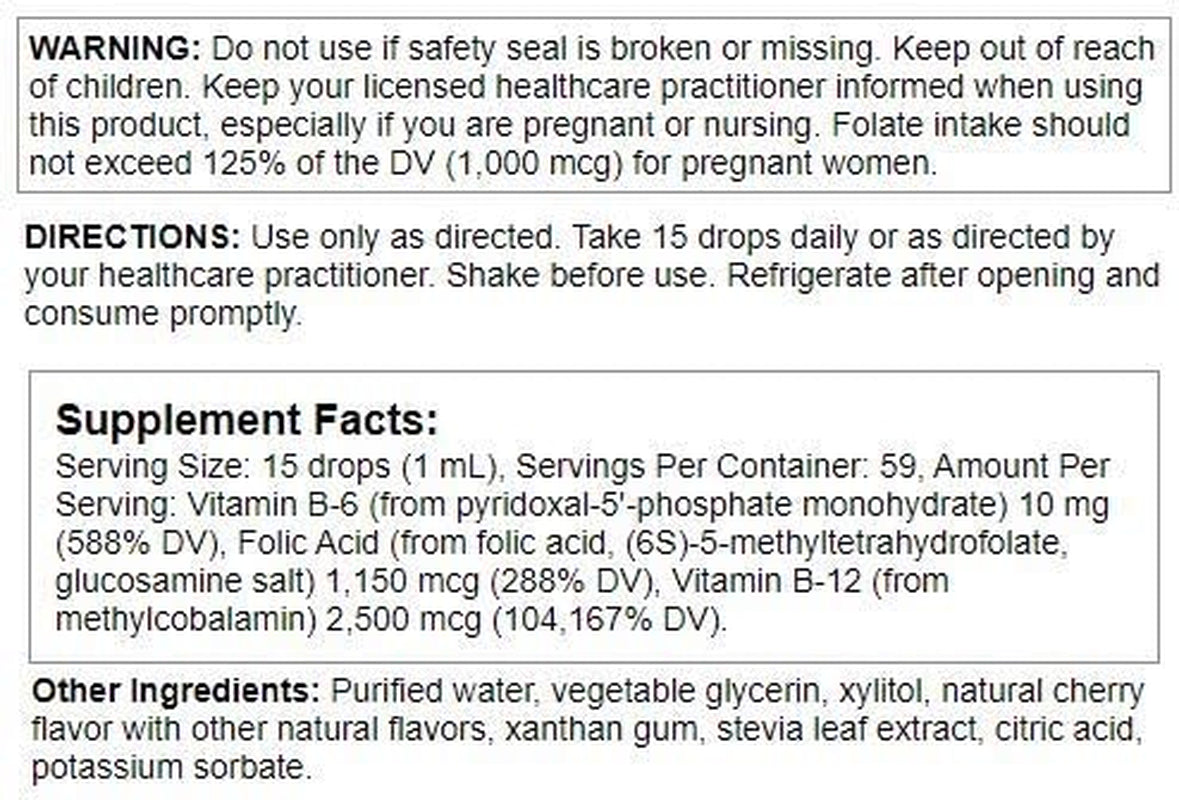 Nutra Biogenesis Methyl Factors - Vitamin B12 Drops, Methylfolate Drops, Sublingual Liquid for Women & Men, B Complex with Folic Acid for Kids & Adults, Energy Supplement, Sugar Free - 2 Fl Oz