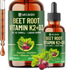 11In1 Beet Root Liquid Supplement - for Support Immune, Energy - with Vitamin D3, Vitamin K2, Hawthorn Berry, Cayenne Pepper, Garlic, Hibiscus, Olive, Red Spinach, Green Tea - 1 FL Oz - 30 Servings