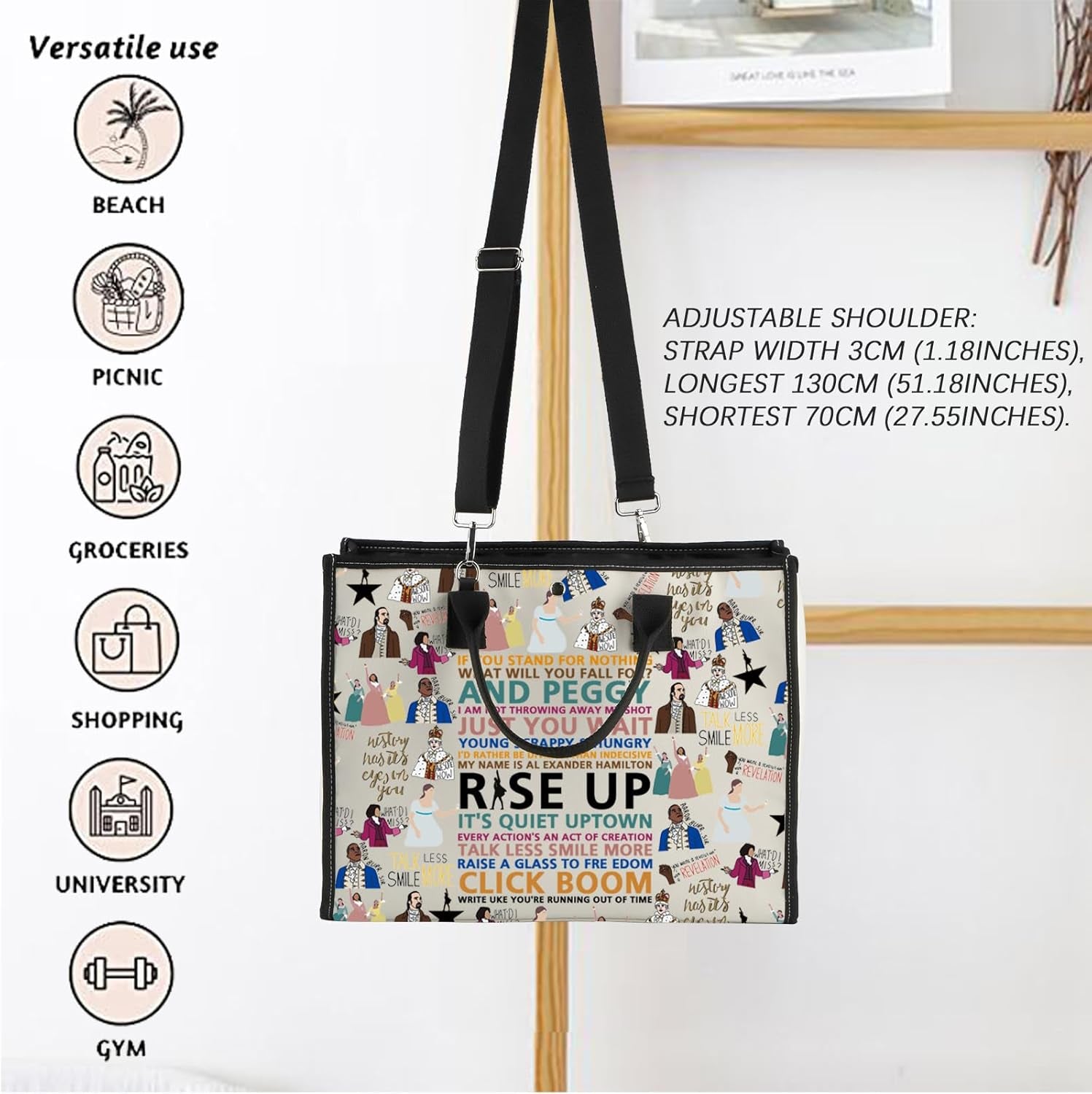 FOTAP Musical Movie Quotes Tote Bag Musical Inspire Shoulder Bag Drama Musical Lover Gift