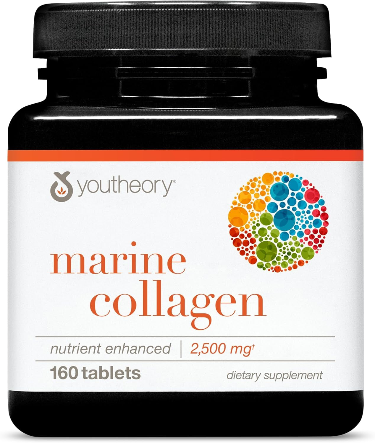 Youtheory Marine Collagen - 2,500 Mg - Supports Joint, Nail, Hair, Skin, Bone & Muscle Health* - with Amino Acids, Minerals & Vitamins C, A, E, B6 & B12-160 Tablets (32-Day Supply)
