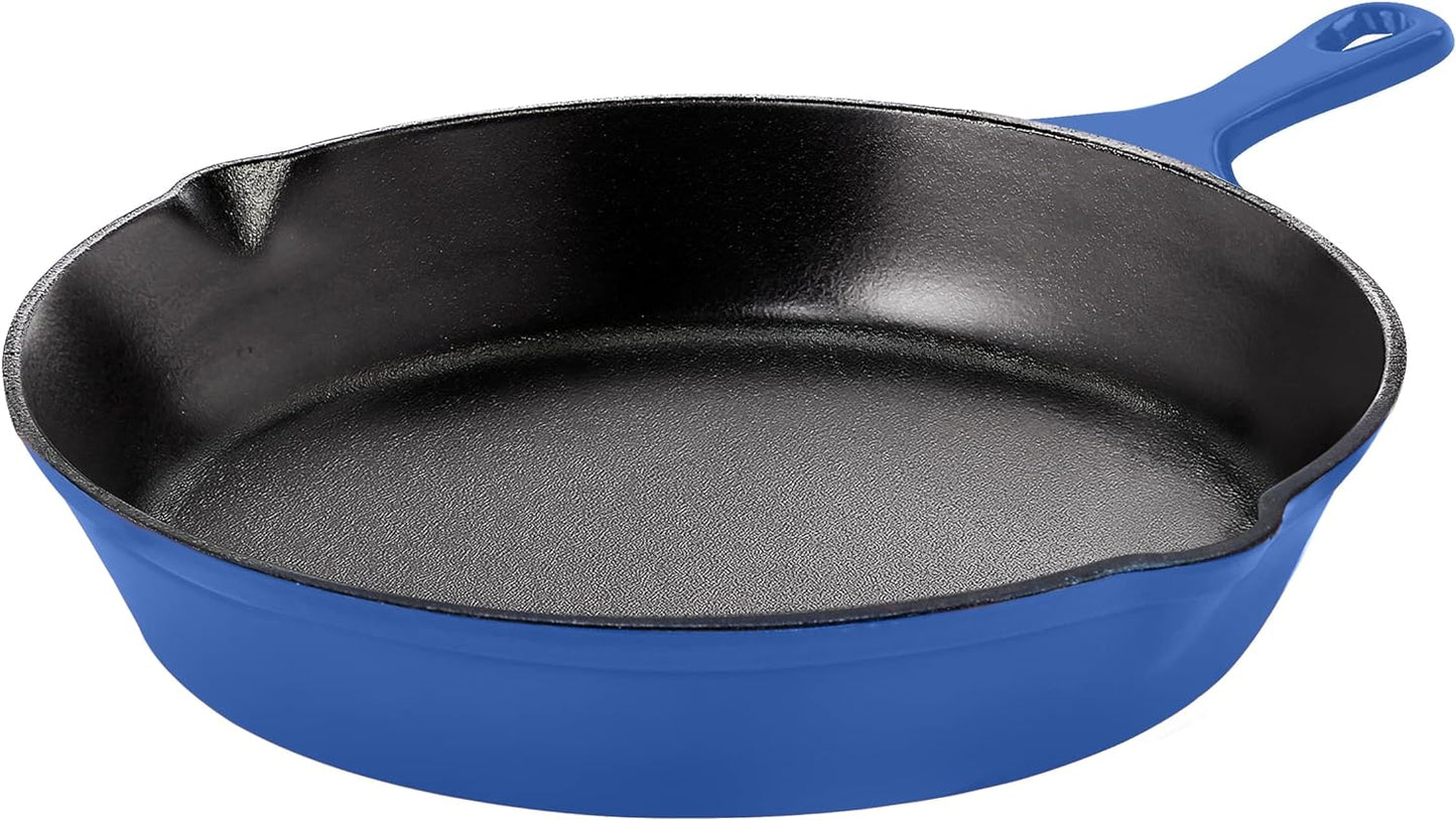 Utopia Kitchen Saute Fry Pan - Chefs Pan, Pre-Seasoned Cast Iron Skillet - Frying Pan 8 Inch - Safe Grill Cookware for Indoor & Outdoor Use - Cast Iron Pan (Blue)