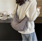 Nylon Corduroy Crossbody Bag Braided Zip Multi-Pocket Crescent Women Men Shoulder Bag Sling Hobo Dumpling Bag