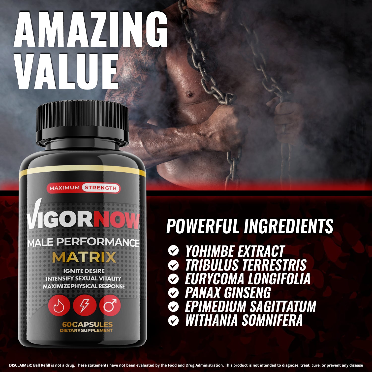 Vigor Now - Male Virility - 5 Bottles - 300 Capsules