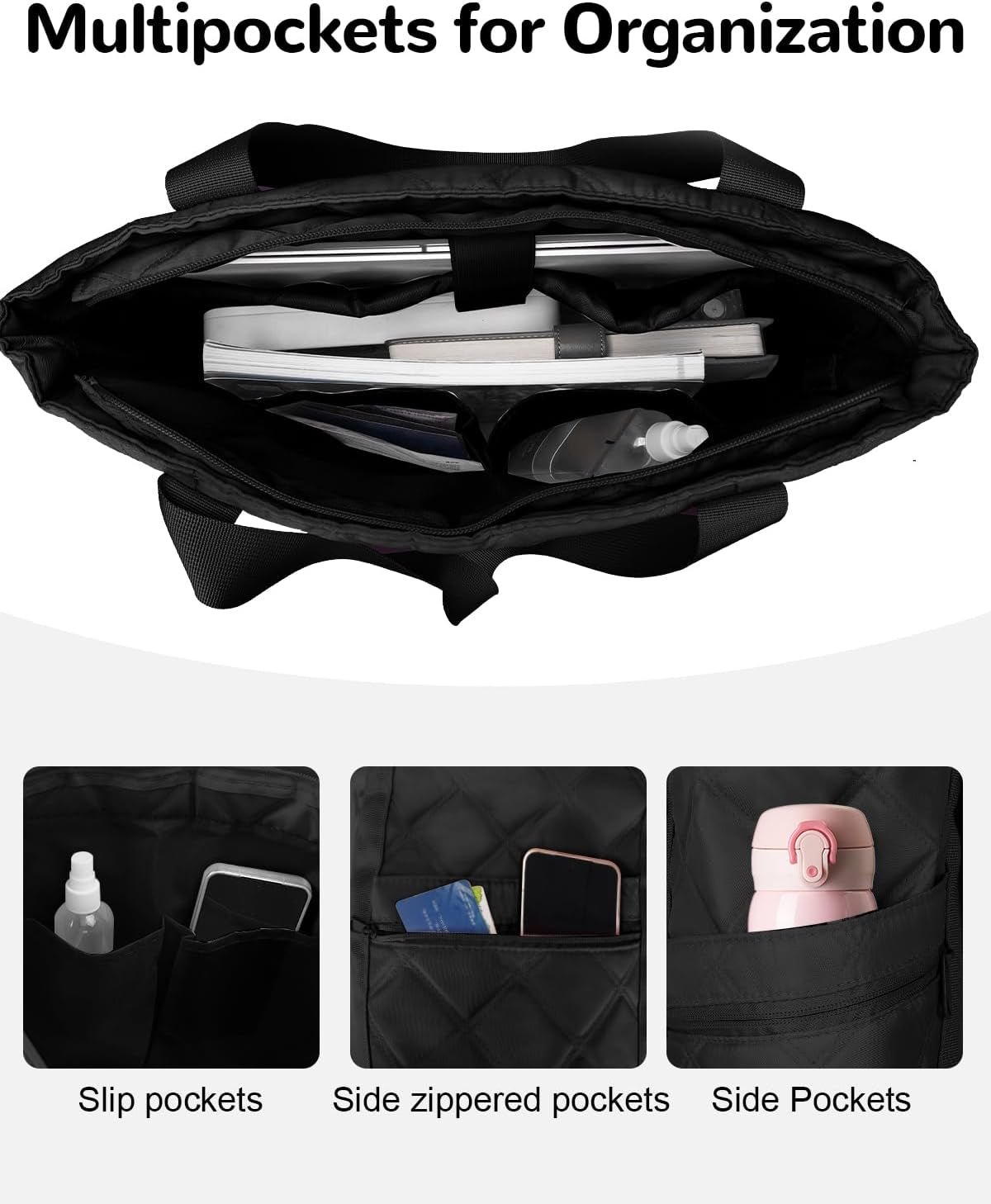 16L Small Tote Bag for Women, 14" Laptop Work Bag, Puffer Handbags Carry on Bags for Beach Commute