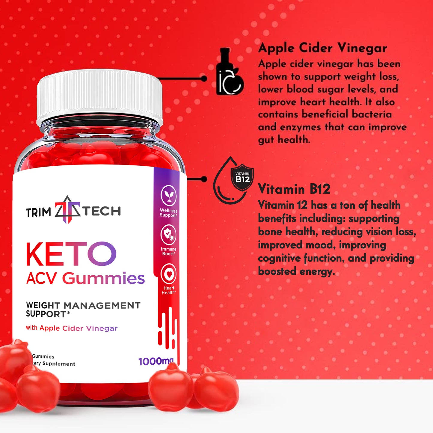 Trim Tech Keto Gummies - Trim Tech Keto ACV Gummies for Weight Loss (1 Pack)