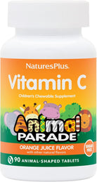 Naturesplus Animal Parade Sugar-Free Children'S Vitamin C, Natural Orange Juice Flavor - 90 Chewable Animal Shaped Tablets - Immune Support - Gluten Free - 45 Servings
