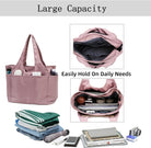 SOYMWIN Tote Bag for Women,Large Tote Bag with Compartments and Multiple Pockets,Quilted Shoulder Bag for Travel Work Sports
