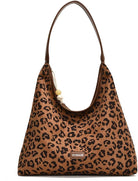 YFGBCX Suede Tote Bags for Women Suede Bag Fall Purse Retro Suede Leopard Purse Slouchy Hobo Bag College Tote Handbags