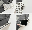 Y2K Crescent Crossbody Purse Women 90S PU Leather Trendy Studded Shoulder Satchels Hobo Bags Punk Underarm Tote Handbag
