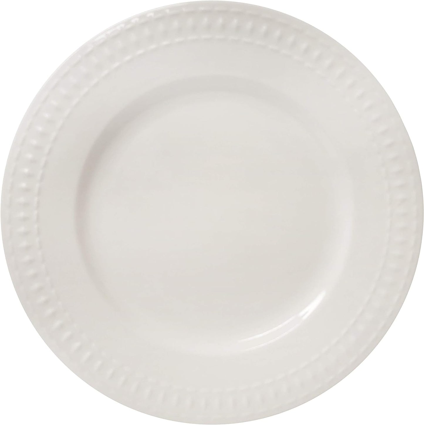 Tabletops Gallery 12 Piece Embossed White Porcelain round Dinnerware - Bloom Di