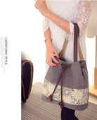 Women Printing Canvas Shoulder Bag Casual Handbags Purse Retro Tote
